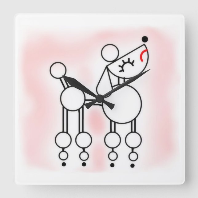 Pudel, asestesiskt, Pudel, krylväggsklocka Fyrkantig Klocka (Framsida)