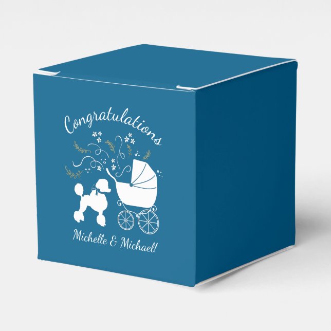 Pudel Baby Shower Blue Presentaskar (Framsidan Sidan)