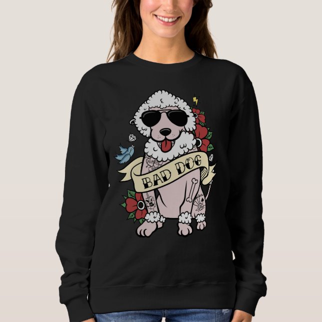 Pudel Bad Hund T Shirt (Framsida)