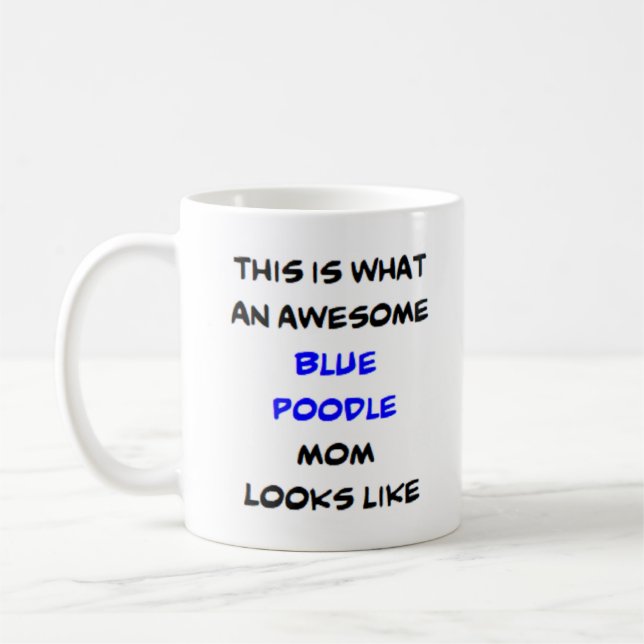 pudel, blått, mamma, fantastisk kaffemugg (Vänster)