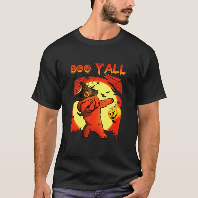 Pudel Boo Yall Ghost Halloween Hund T Shirt (Framsida)