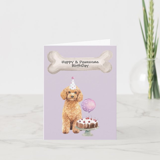 Pudel Cavapoo Hund Birthday Helgkort (Framsida)