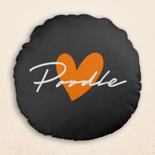 Pudel Chic & Finare Grått med Orange Heart Rund Kudde