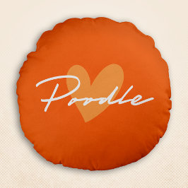 Pudel Chic & Finare-Orange med Orange Heart Rund Kudde