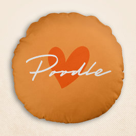 Pudel Chic & Finare-Orange med Orange Heart Rund Kudde