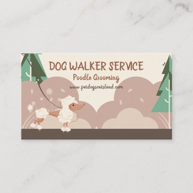 Pudel Collar Dog Walker Service Visitkort (Framsida)