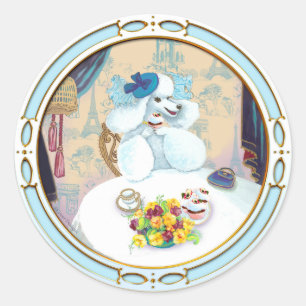 Pudel Cupkaka Tea Party Runt Klistermärke