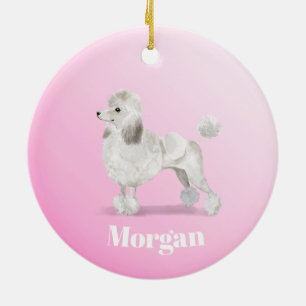 Pudel Cute Hund Rosa Personal Julgransprydnad Keramik