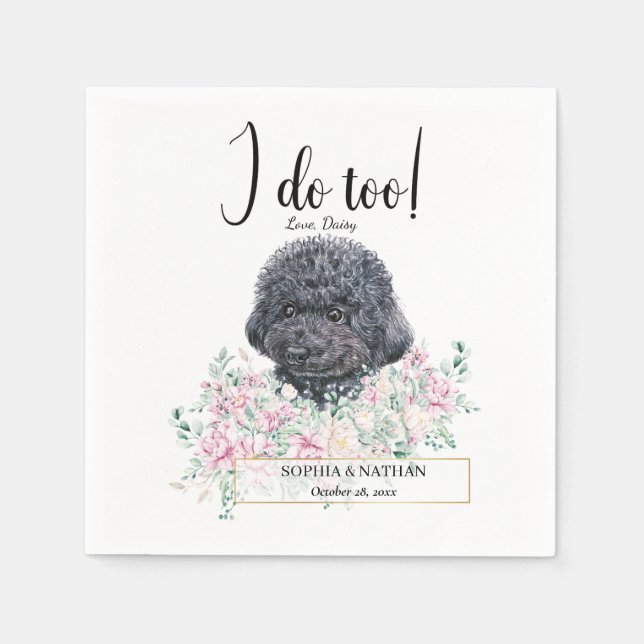 Pudel Doodle Hund Bröllop Cocktail Napkins Pappersservett (Framsidan)