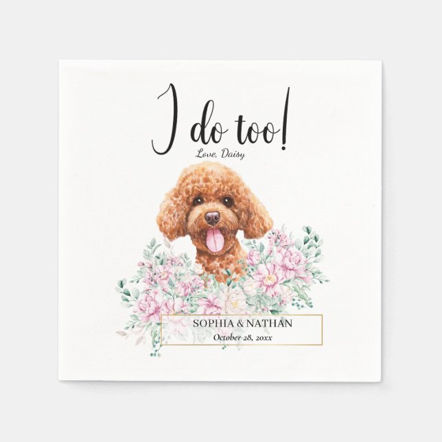 Pudel Doodle Hund Bröllop Cocktail Napkins Pappersservett (Framsidan)