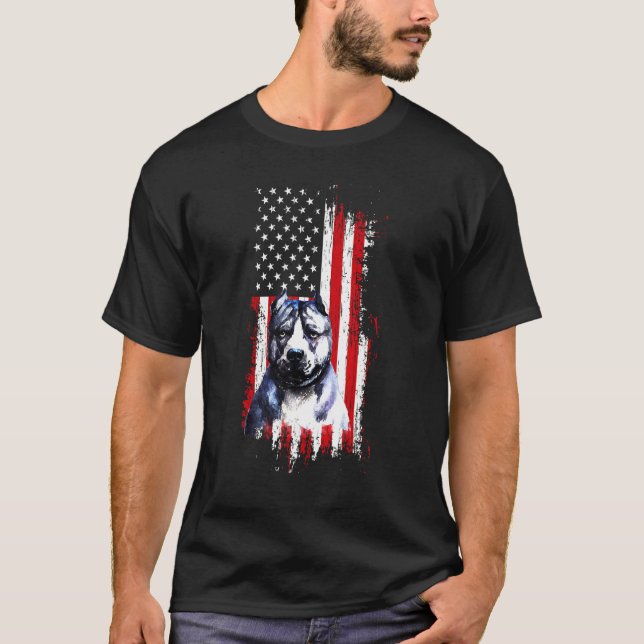 Pudel Flagga Art Pitbull T Shirt (Framsida)