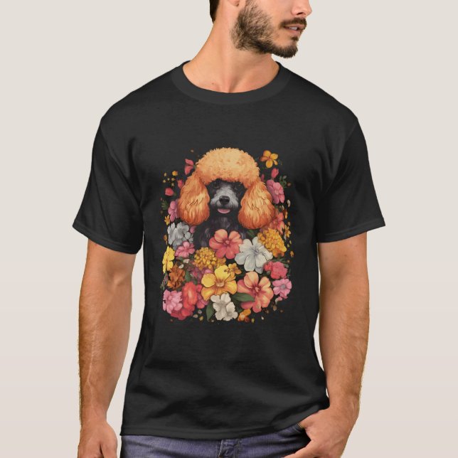 Pudel Flower Bouquet T Shirt (Framsida)
