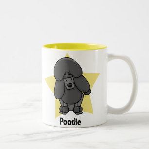 Pudel för Kawaii stjärnasvart Två-Tonad Mugg