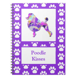 Pudel Fransk Cute Hund Silhouette Tass Lila PY&B Anteckningsbok