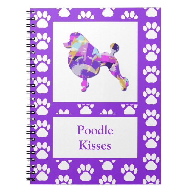 Pudel Fransk Cute Hund Silhouette Tass Lila PY&B Anteckningsbok (Framsidan)
