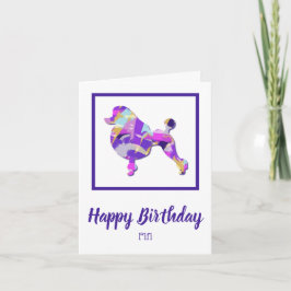 Pudel Fransk Hund Silhouette Lila PY&B Birthday Kort