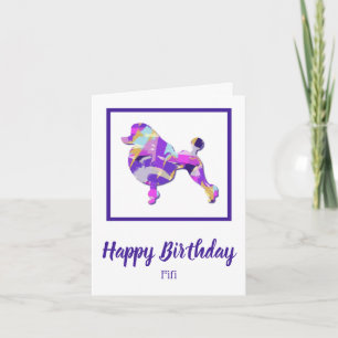 Pudel Fransk Hund Silhouette Lila PY&B Birthday Kort