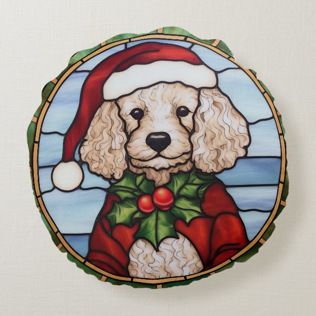 Pudel Glas-i-kors-stil Jul Rund Kudde (Baksidan)