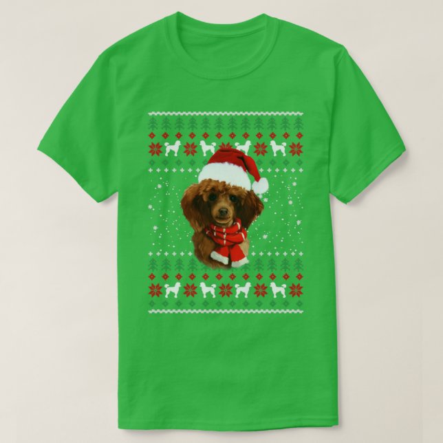 Pudel God jul Cute Pudel Hund T Shirt (Design framsida)