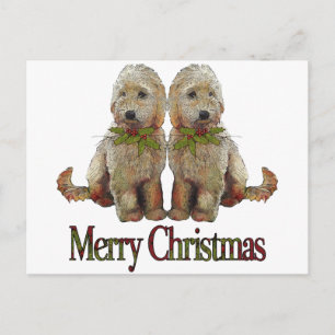 Pudel, Golden Doodle - jul: konst Helg Vykort