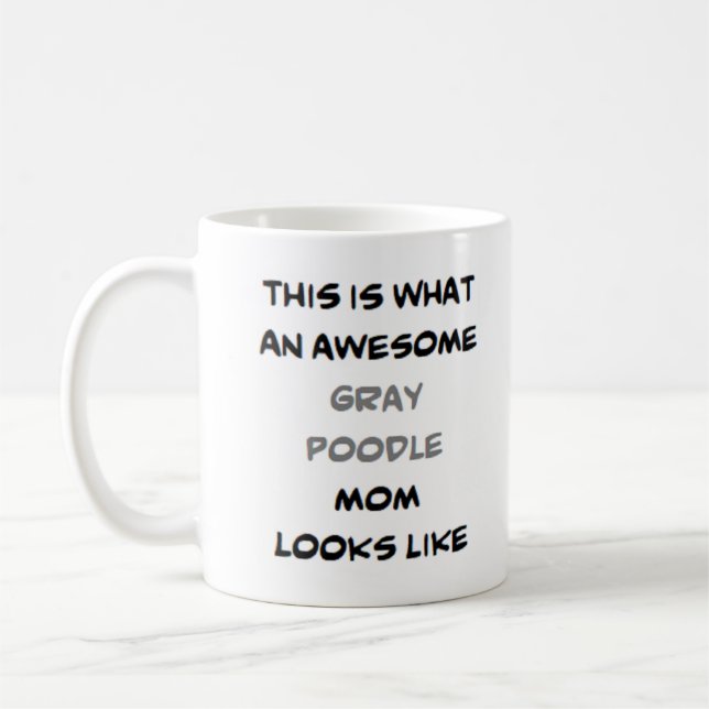 pudel, grått, mamma, fantastisk kaffemugg (Vänster)
