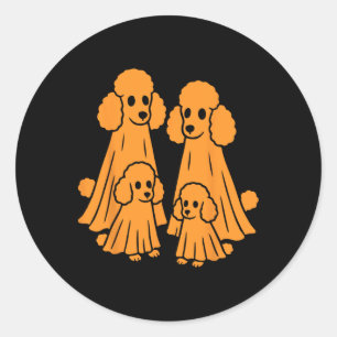 Pudel Halloween Pudel Ghost Family Rolig hund Lov Runt Klistermärke