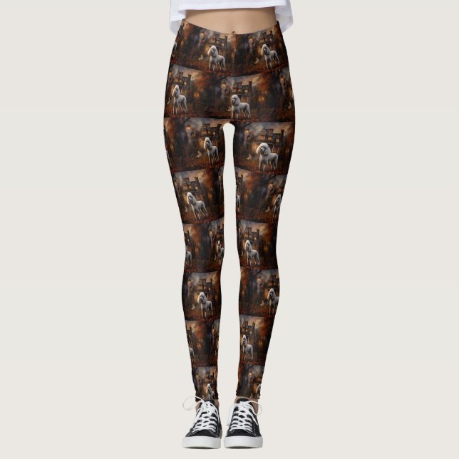 Pudel Halloween Scary Leggings (Framsida)