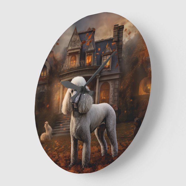 Pudel Halloween Scary Stor Klocka (Vinkel)