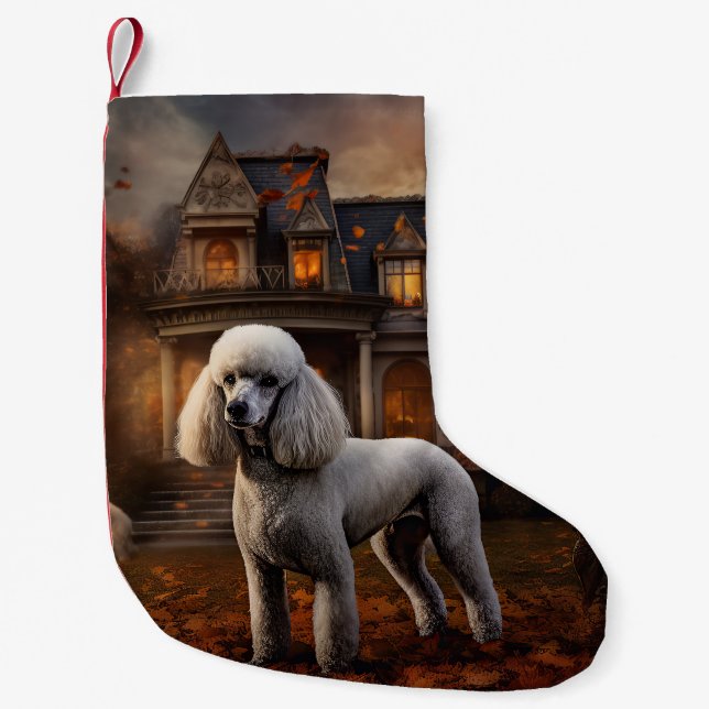 Pudel Halloween Skräckinjagande Liten Julstrumpa (Framsidan)
