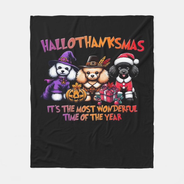 Pudel Halloween Thanksgiving jul Classic T- Fleecefilt (Framsidan)