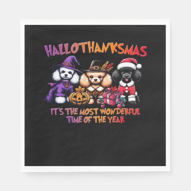Pudel Halloween Thanksgiving jul Classic T- Pappersservett (Framsidan)