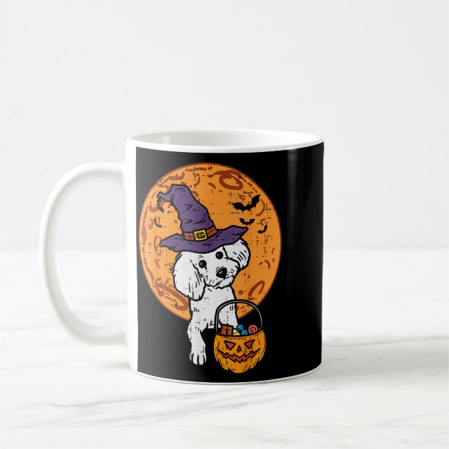 Pudel Häxa Måne Jack O Lantern Halloween Hund Män Kaffemugg (Vänster)