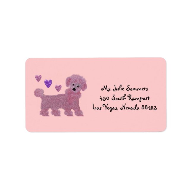 Pudel Heart-Returetiketter Adressetikett (Framsidan)