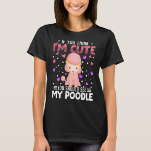 Pudel Heart Valentindagen Djuret för kvinnor T Shirt