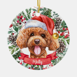 Pudel Hund Anpassningsbar Santa Hat jul Ornament