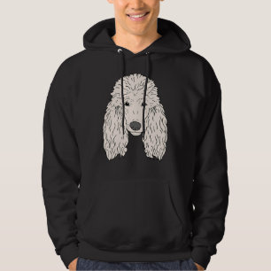 Pudel Hund Ansikte Hand plockade Vita Päls Hoodie