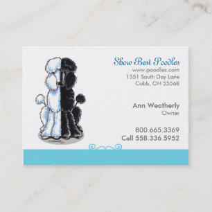 Pudel Hund Art Pet Business Blue Affärskort Visitkort