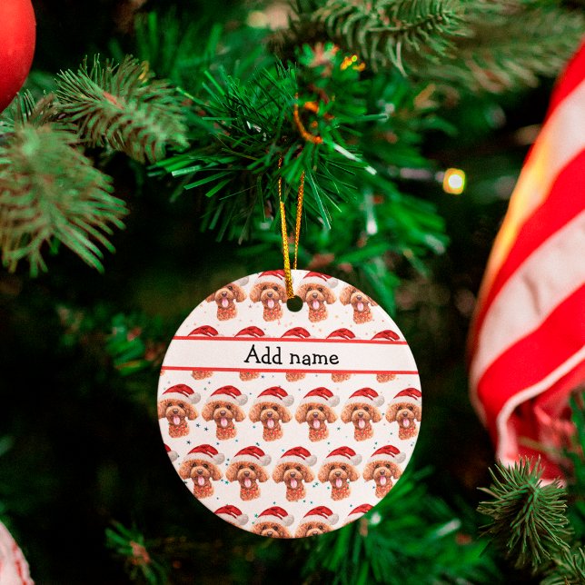 Pudel Hund aveln julstjärnor Julgransprydnad Keramik (Skapare uppladdad)