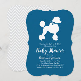 Pudel Hund Baby Shower Fransk Blue för Boy Inbjudningar