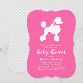 Pudel Hund Baby Shower Fransk Puppy Rosa Girl Girl Inbjudningar