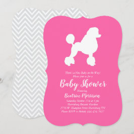 Pudel Hund Baby Shower Fransk Puppy Rosa Girl Girl Inbjudningar