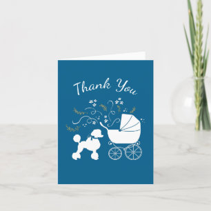 Pudel Hund Baby Shower Puppy Blue Boy Tack Kort