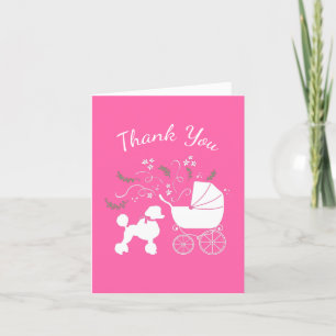 Pudel Hund Baby Shower Puppy Rosa Girl Girl Tack Kort