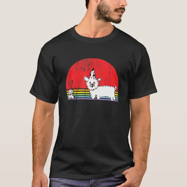 Pudel Hund Birthday Teckning T Shirt (Framsida)