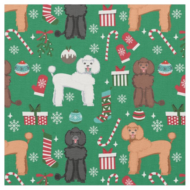 Pudel hund christmas helgdag tyg (Närbild)