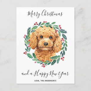 Pudel Hund Elegant Utandning God jul Helg Vykort