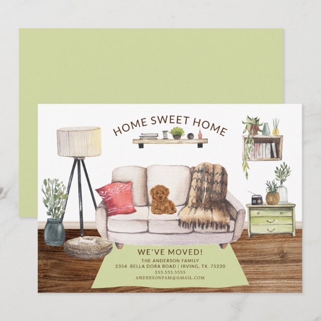 Pudel Hund Flytta Meddelande Inbjudningar (Fram/baksida)