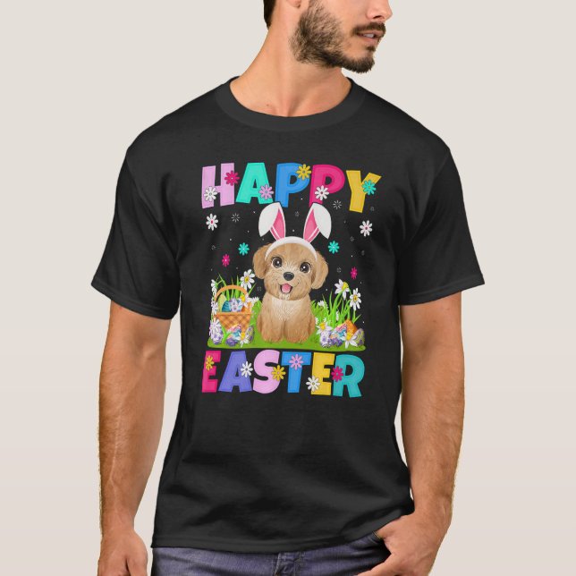 Pudel Hund Glad påsk Bunny Pudel Påsk Sunda T Shirt (Framsida)