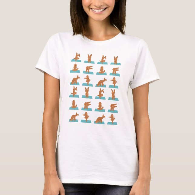 Pudel hund gör yoga t shirt (Framsida)