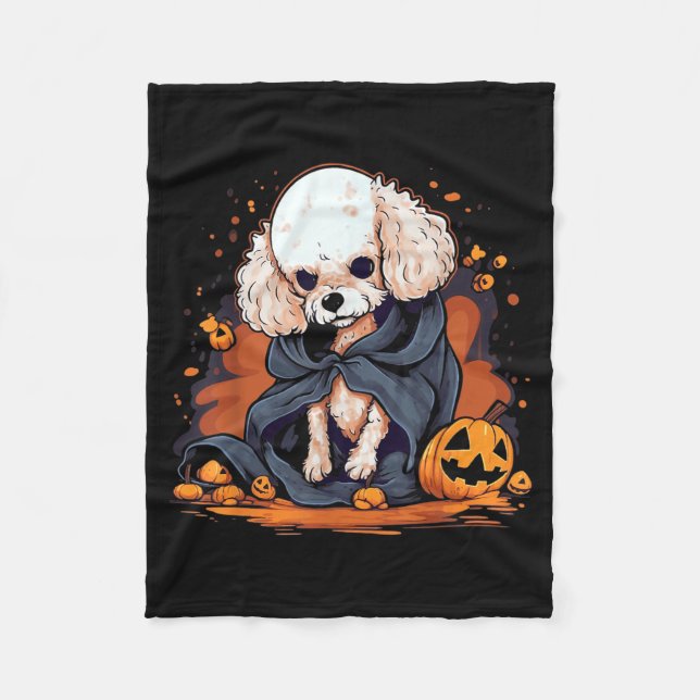 Pudel Hund Halloween Fleecefilt (Framsidan)